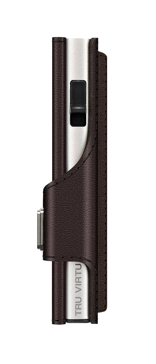 Wallet CLICK & SLIDE Coin Pocket Nappa Brown/Silver