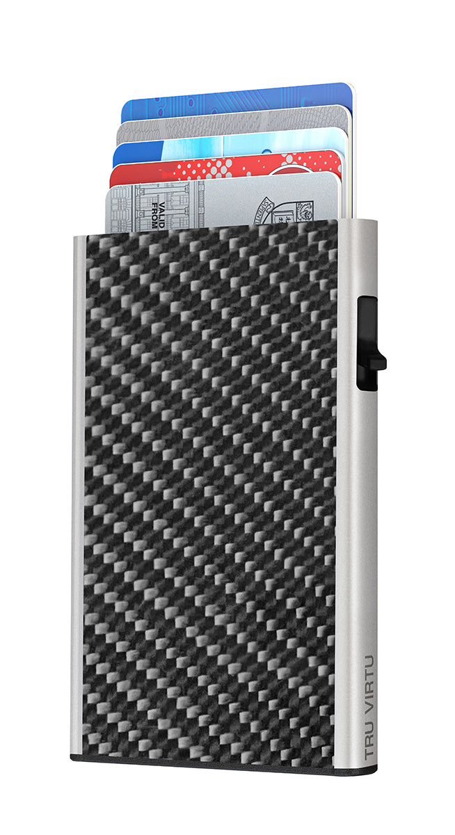 Karten Etui CLICK & SLIDE Carbon Fibre Black/Silver