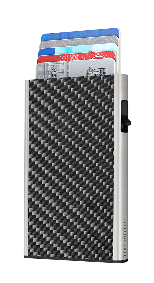 Karten Etui CLICK & SLIDE Carbon Fibre Black/Silver