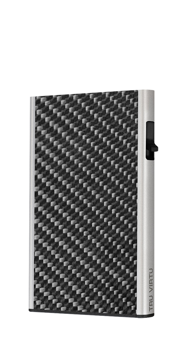 Karten Etui CLICK & SLIDE Carbon Fibre Black/Silver