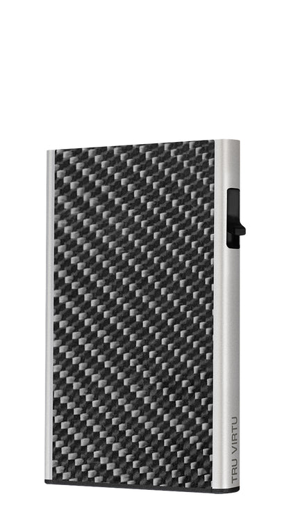 Karten Etui CLICK & SLIDE Carbon Fibre Black/Silver