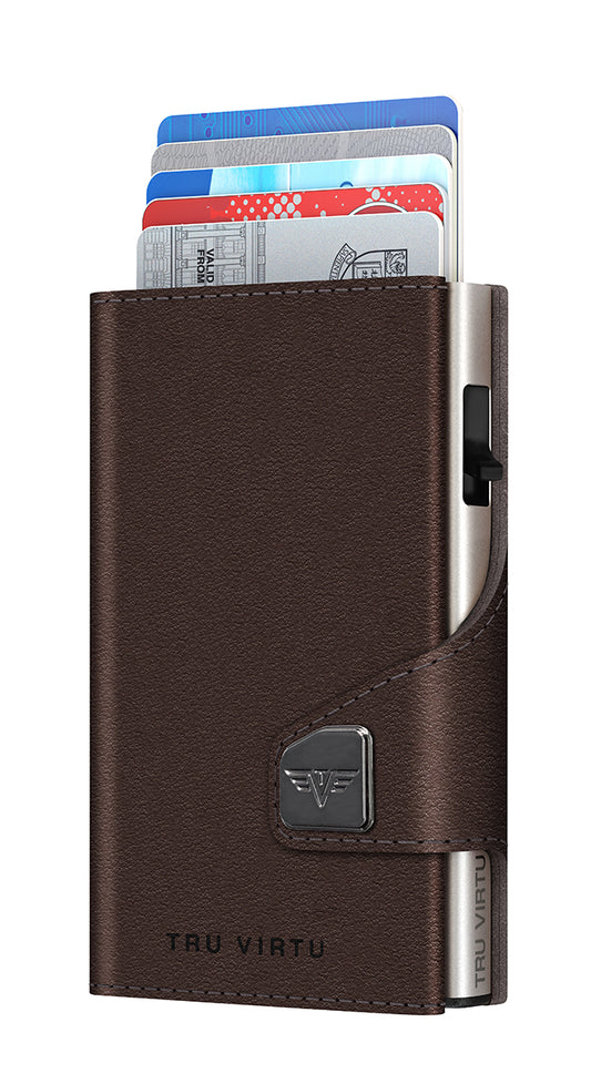 Wallet CLICK & SLIDE Nappa Brown/Silver