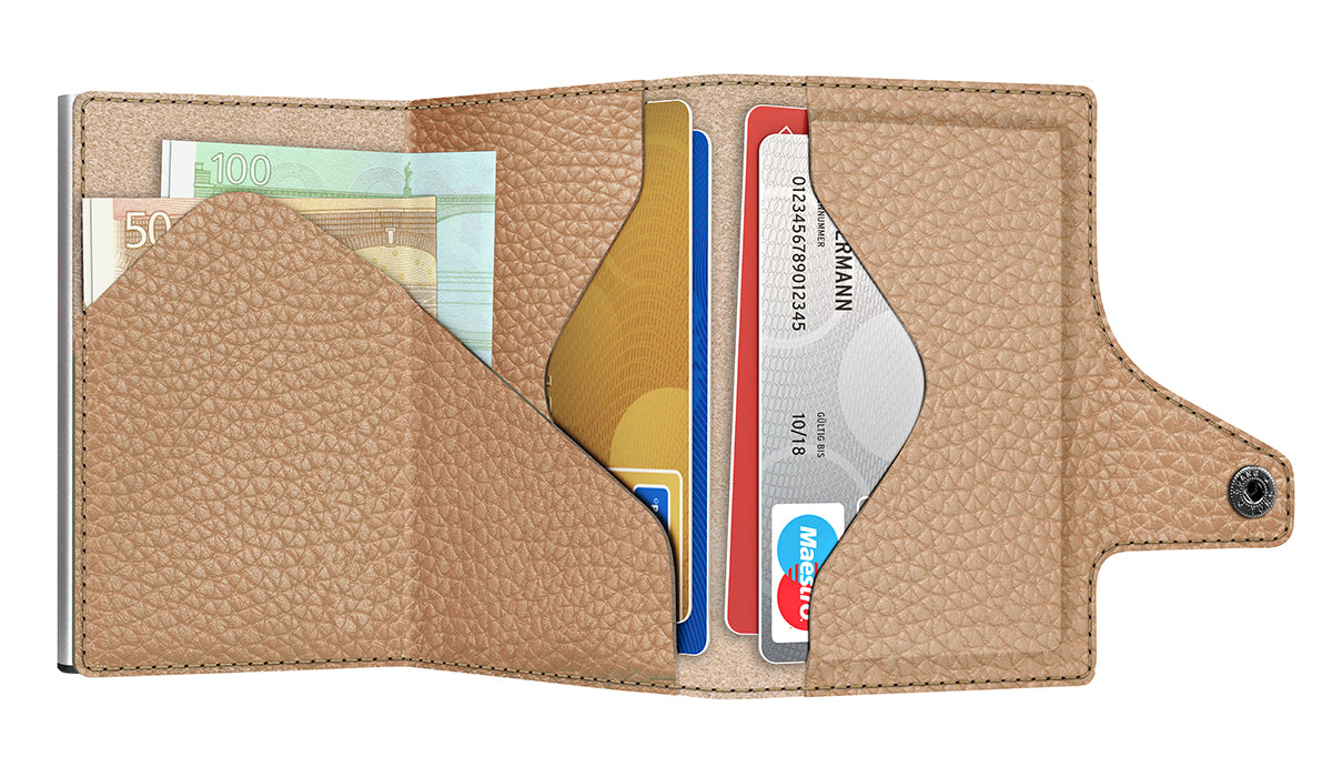 Wallet CLICK & SLIDE Pebble Nude/Silver