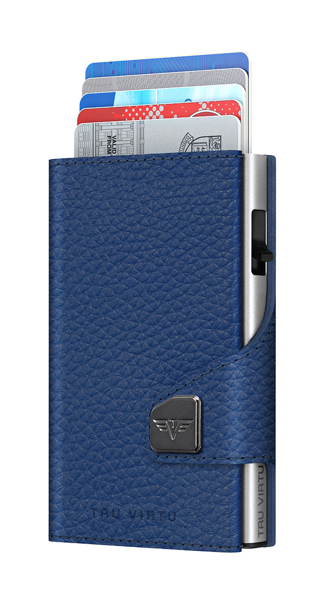 Wallet CLICK & SLIDE Pebble Navy Blue/Silver