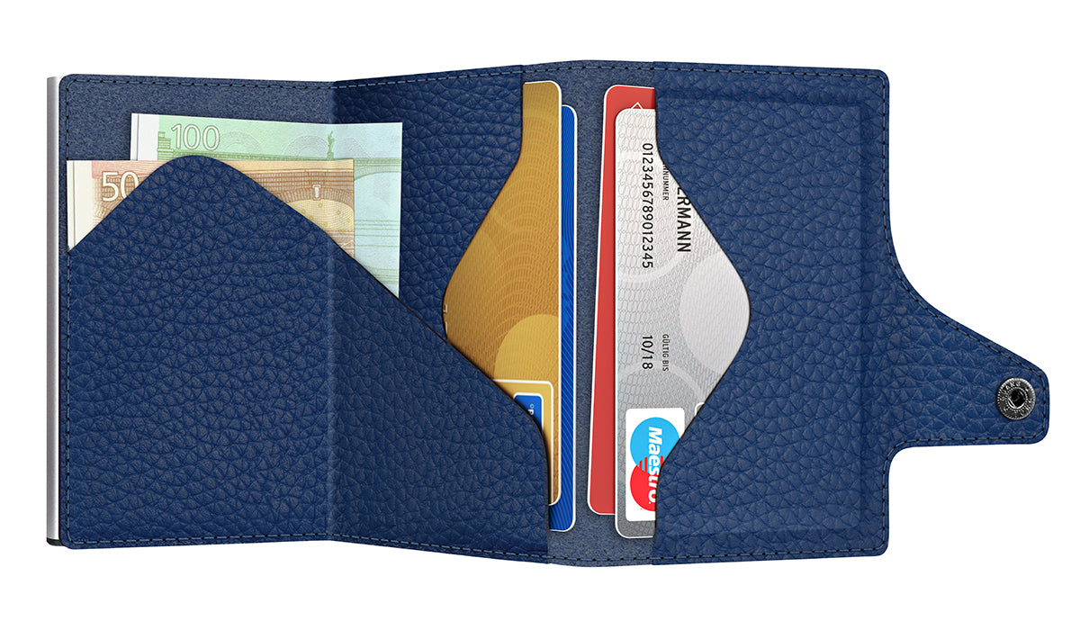 Wallet CLICK & SLIDE Pebble Navy Blue/Silver
