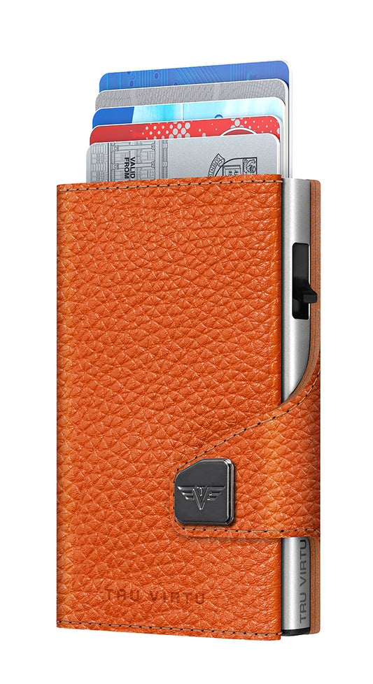 Wallet CLICK & SLIDE Pebble Orange/Silver