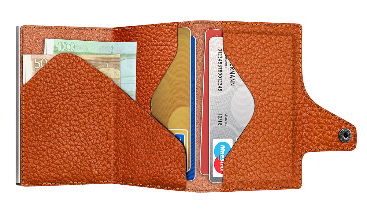 Wallet CLICK & SLIDE Pebble Orange/Silver