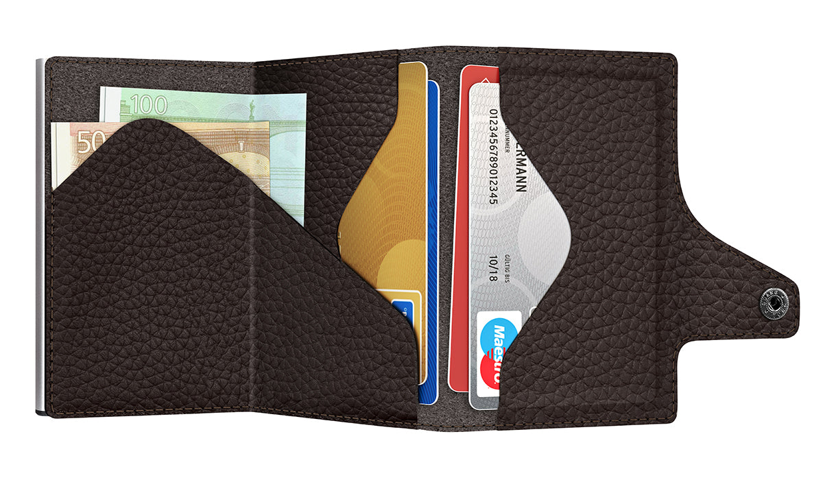 Wallet CLICK & SLIDE Pebble Brown/Silver
