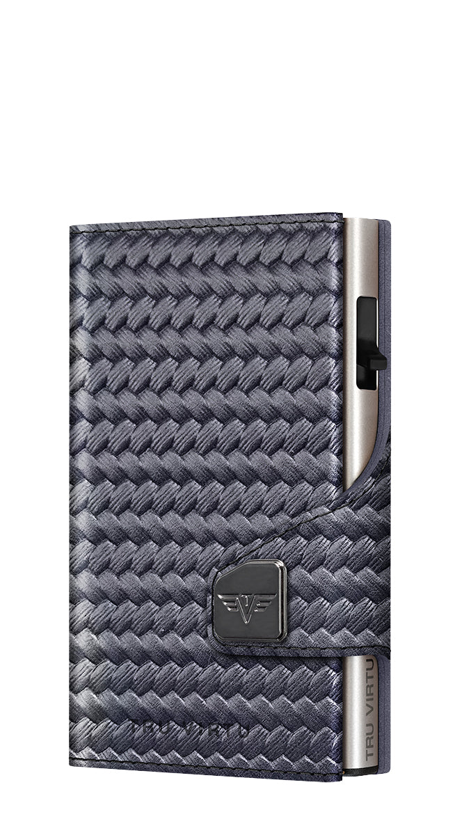 Wallet CLICK & SLIDE Knitted Carbon Dark Blue/Silver