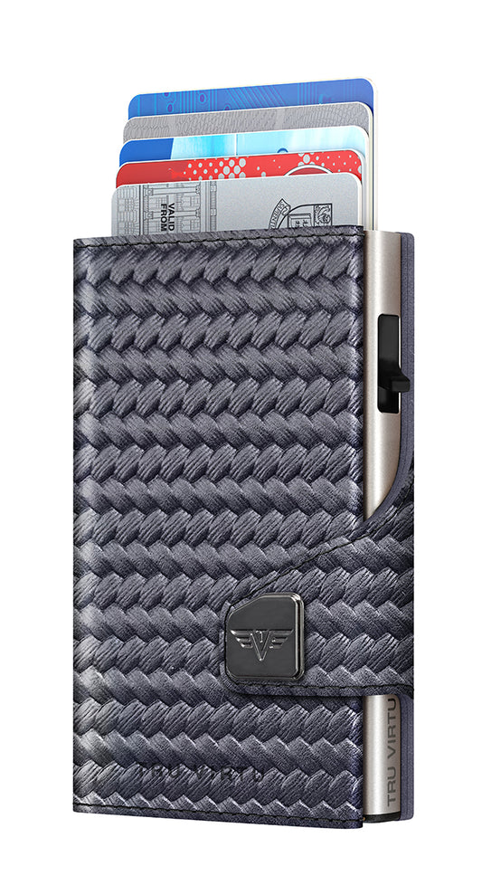 Wallet CLICK & SLIDE Knitted Carbon Dark Blue/Silver