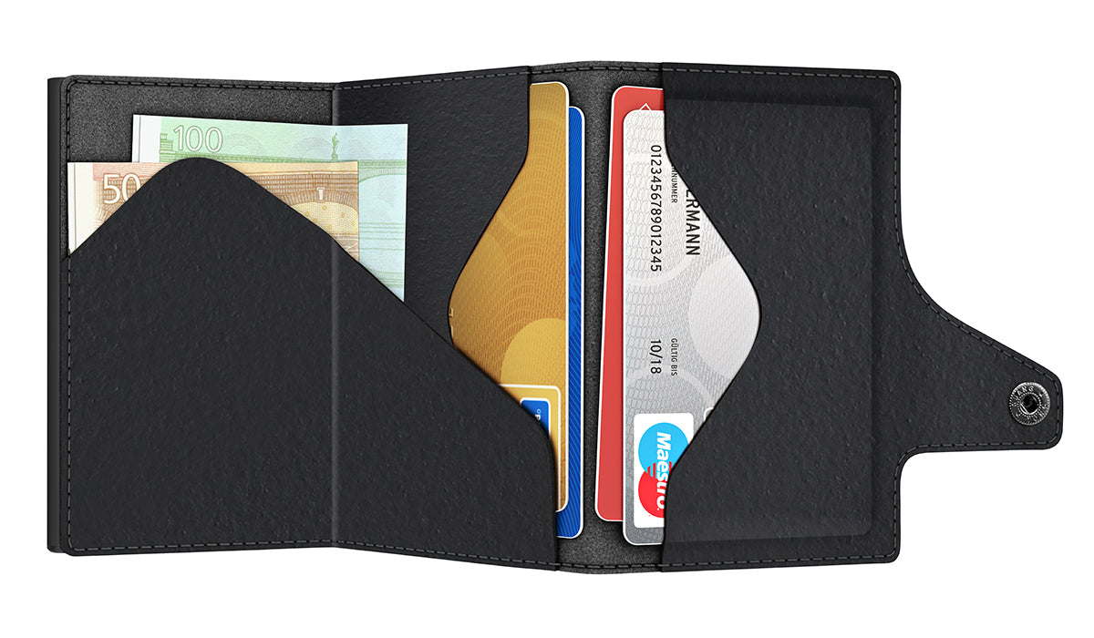 Wallet CLICK & SLIDE Vegan Bio Apple Black/Black