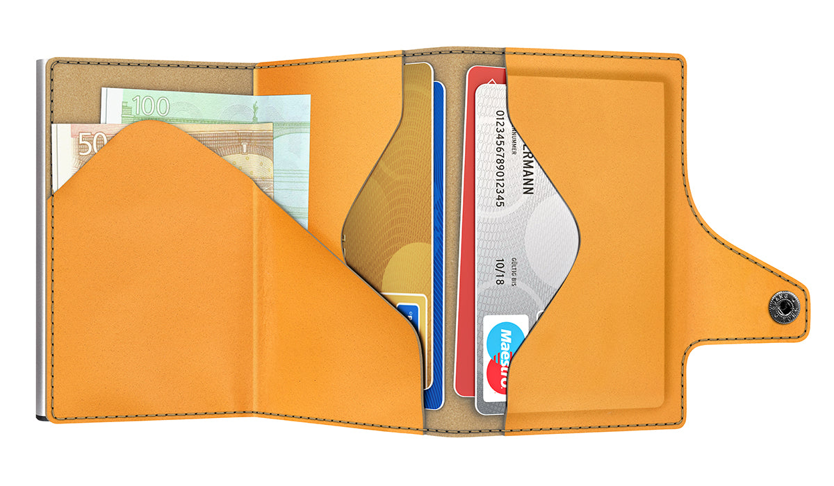 Wallet CLICK & SLIDE Vegan Bio Apple Walnut/Silver