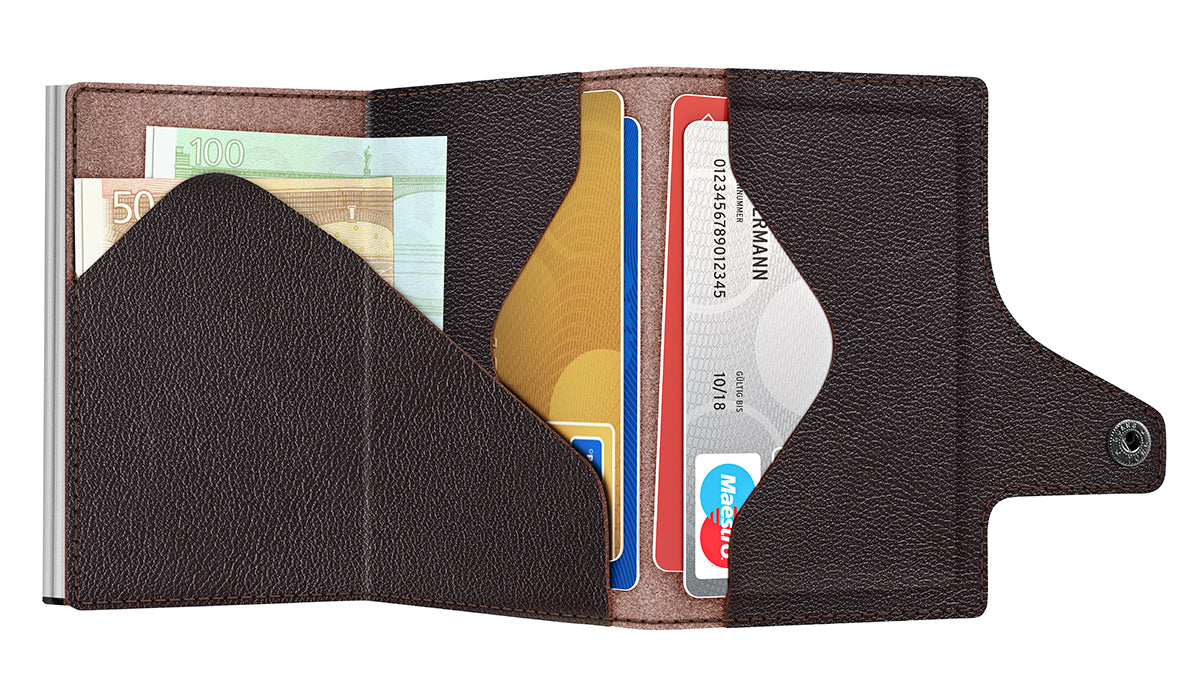 Doublewallet CLICK & SLIDE Nappa Brown/Silver