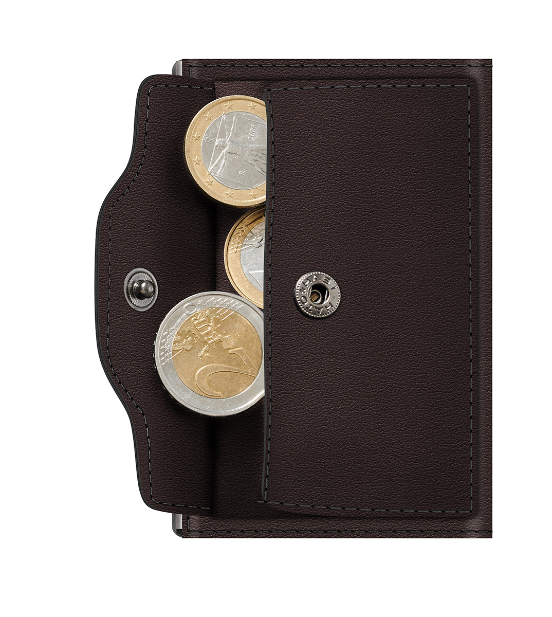 Wallet CLICK & SLIDE Coin Pocket Nappa Brown/Silver
