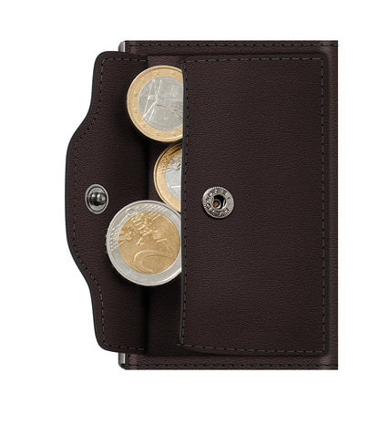 Wallet CLICK & SLIDE Coin Pocket Nappa Brown/Silver