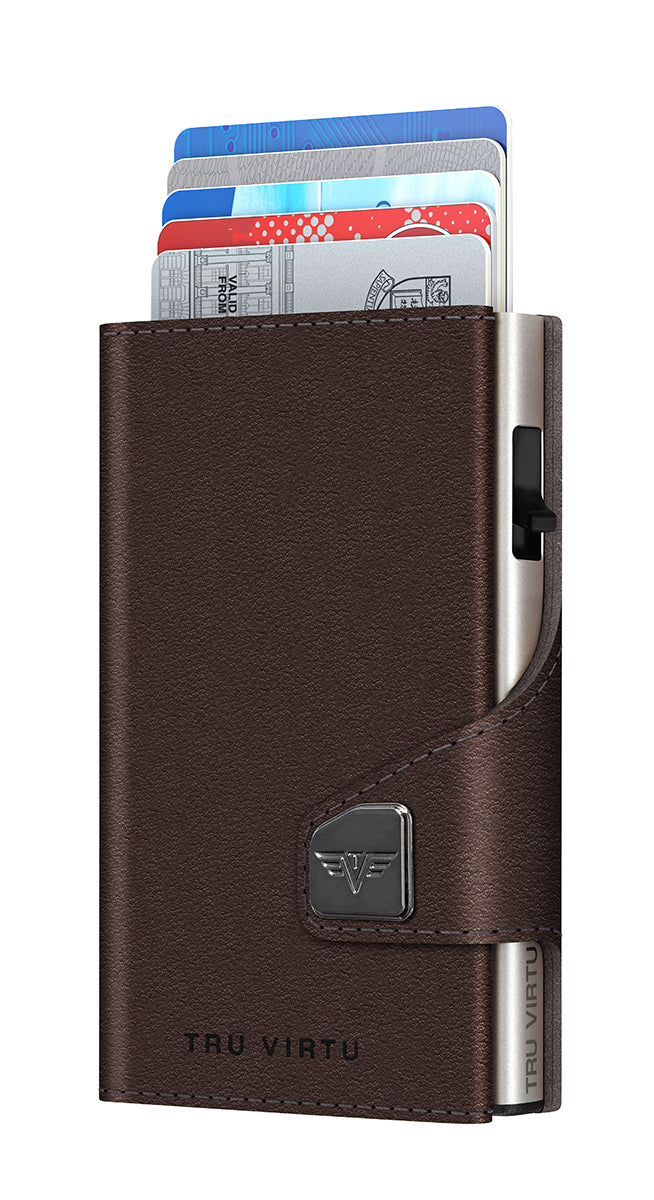 Wallet CLICK & SLIDE Coin Pocket Nappa Brown/Silver