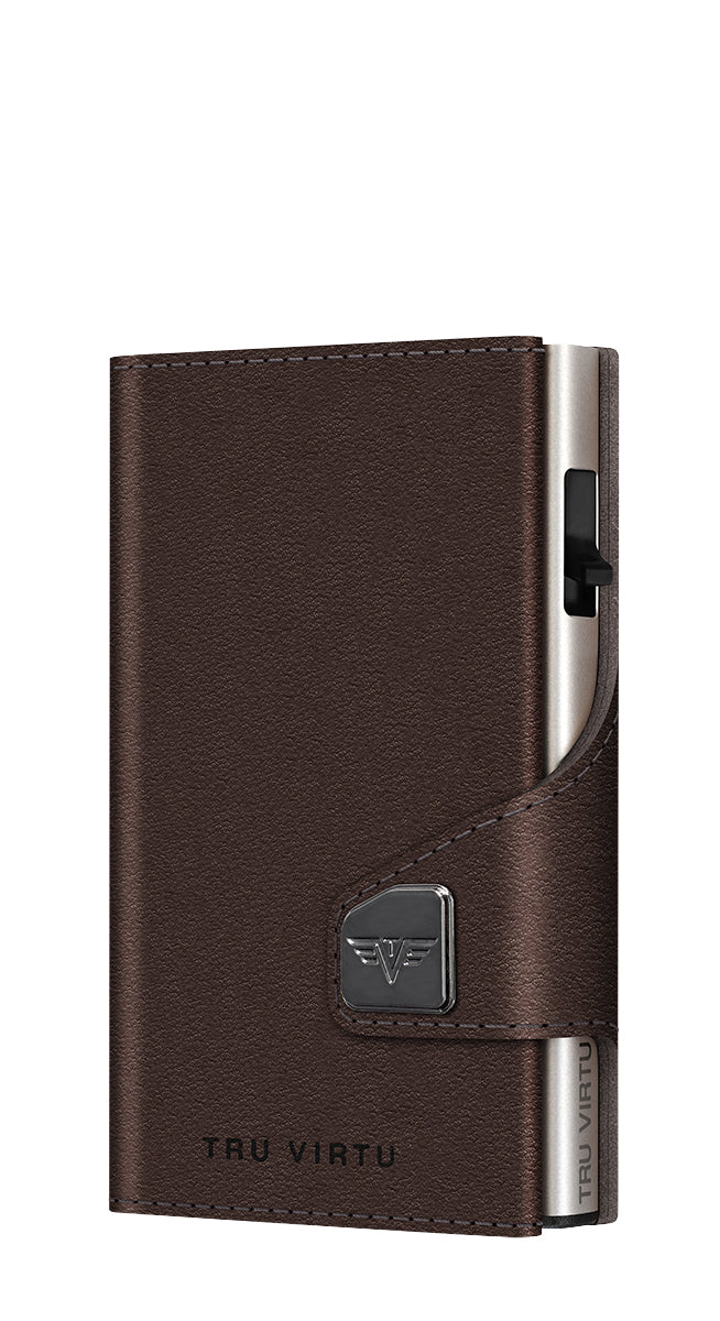 Wallet CLICK & SLIDE Coin Pocket Nappa Brown/Silver