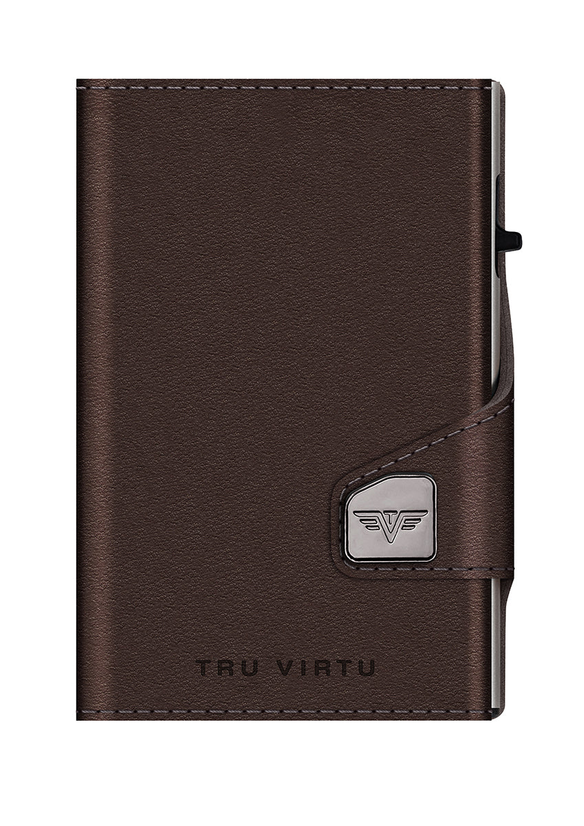 Wallet CLICK & SLIDE Coin Pocket Nappa Brown/Silver