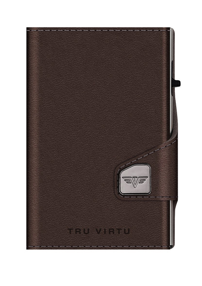 Wallet CLICK & SLIDE Coin Pocket Nappa Brown/Silver