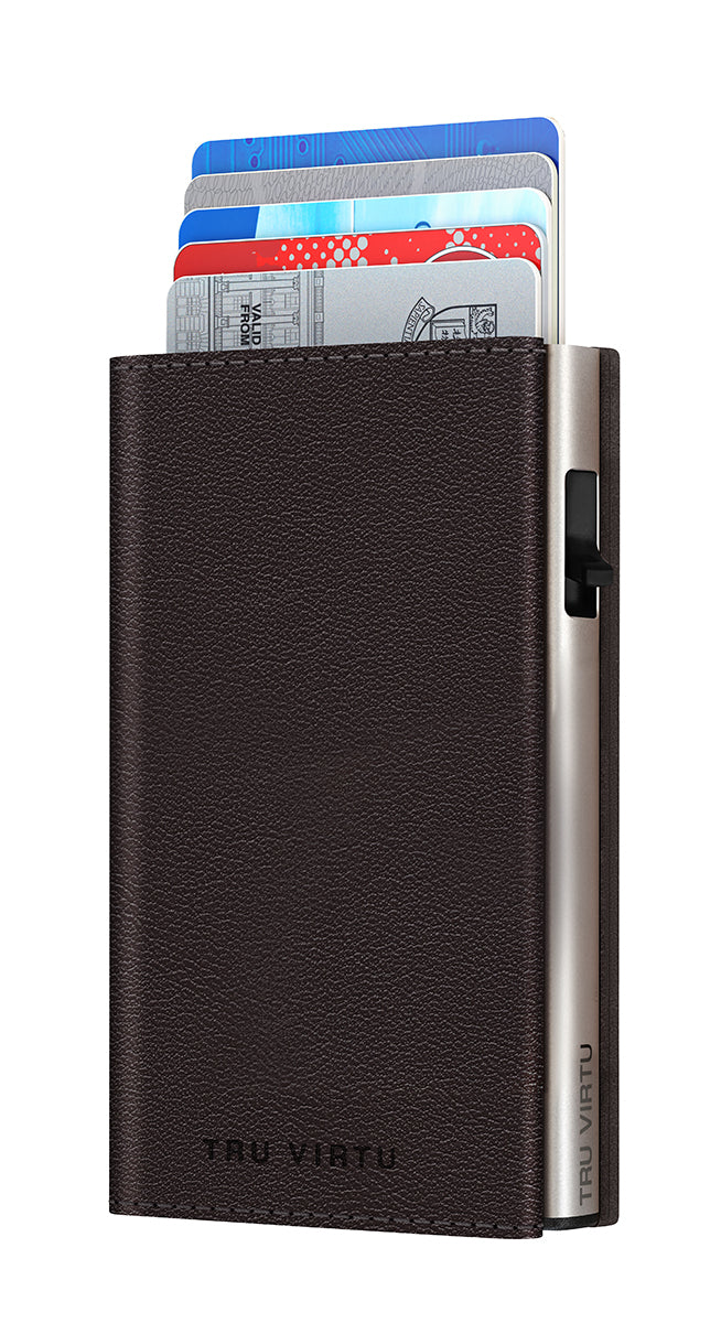 Wallet CLICK & SLIDE Sleek Nappa Brown/Silver