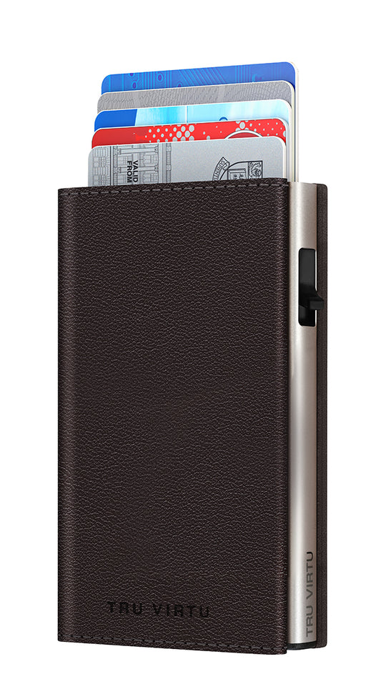 Wallet CLICK & SLIDE Sleek Nappa Brown/Silver