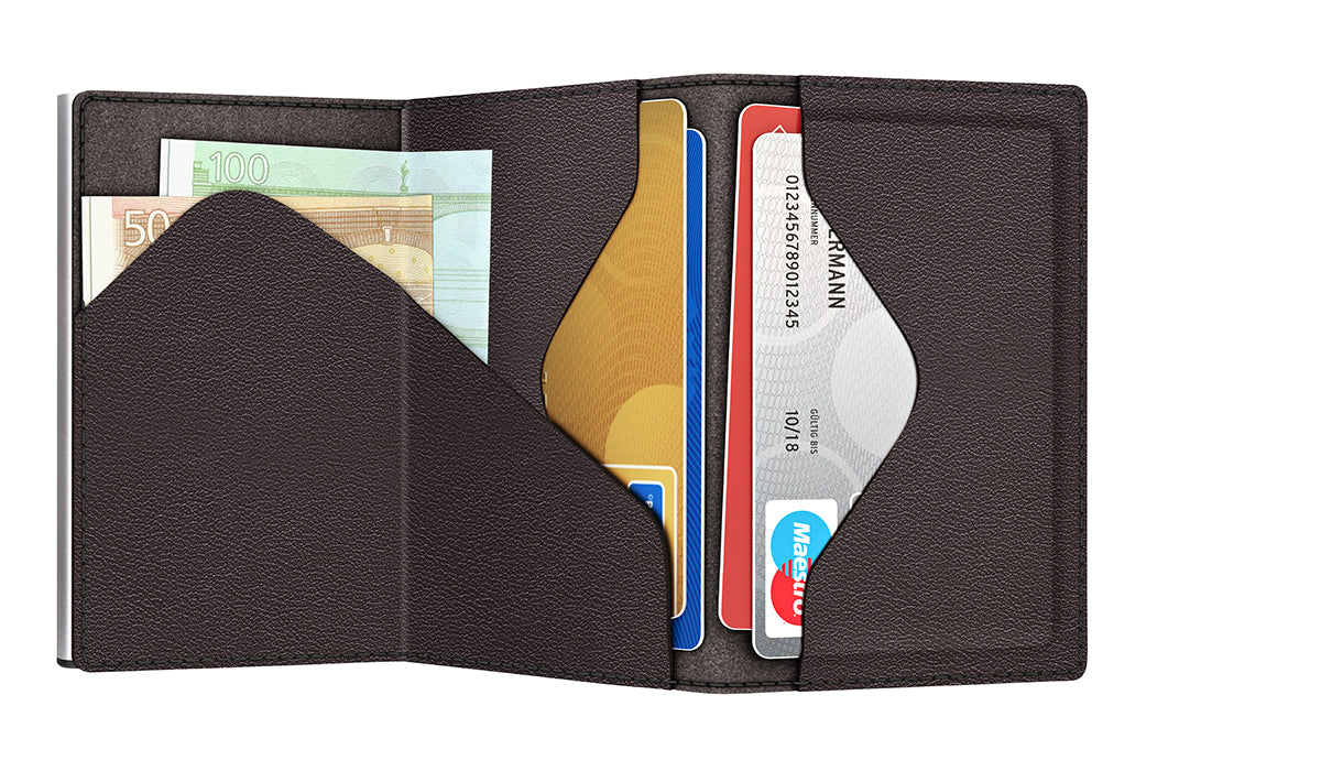 Wallet CLICK & SLIDE Sleek Nappa Brown/Silver