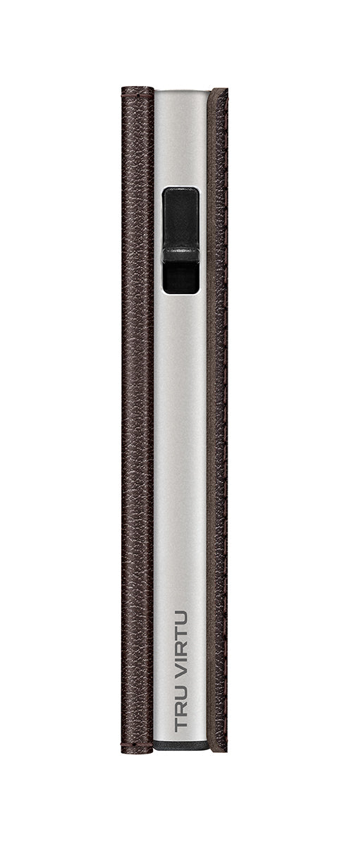 Wallet CLICK & SLIDE Sleek Nappa Brown/Silver