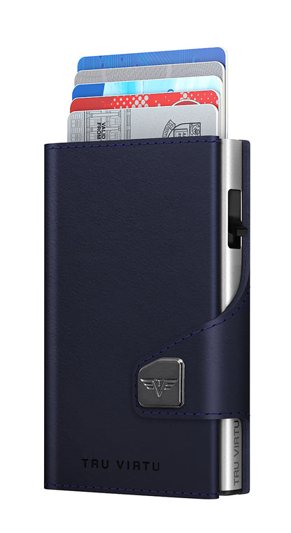 Wallet CLICK & SLIDE Vegan Bio Apple Dark Blue/Silver